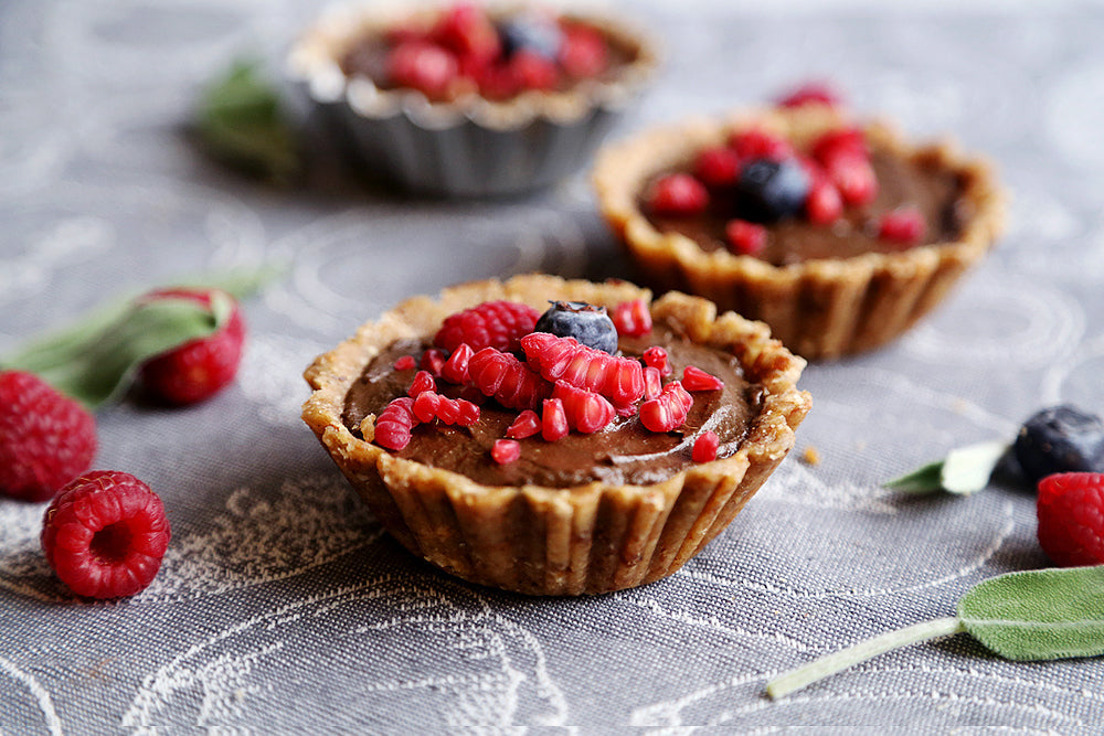 Raw Vegan Berry Tarts with Chocolate Mousse