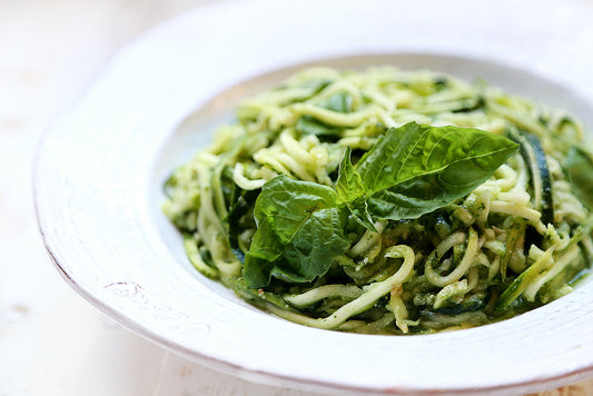 Raw Vegan Zucchini Pasta with Pesto