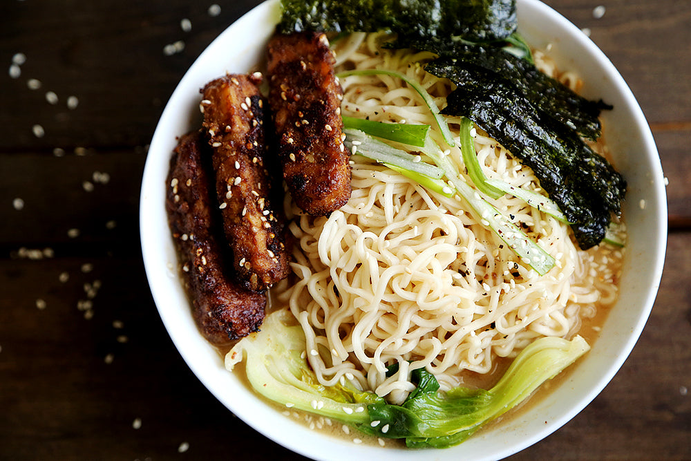 Sesame Ramen with Roasted Tempeh and Seaweed