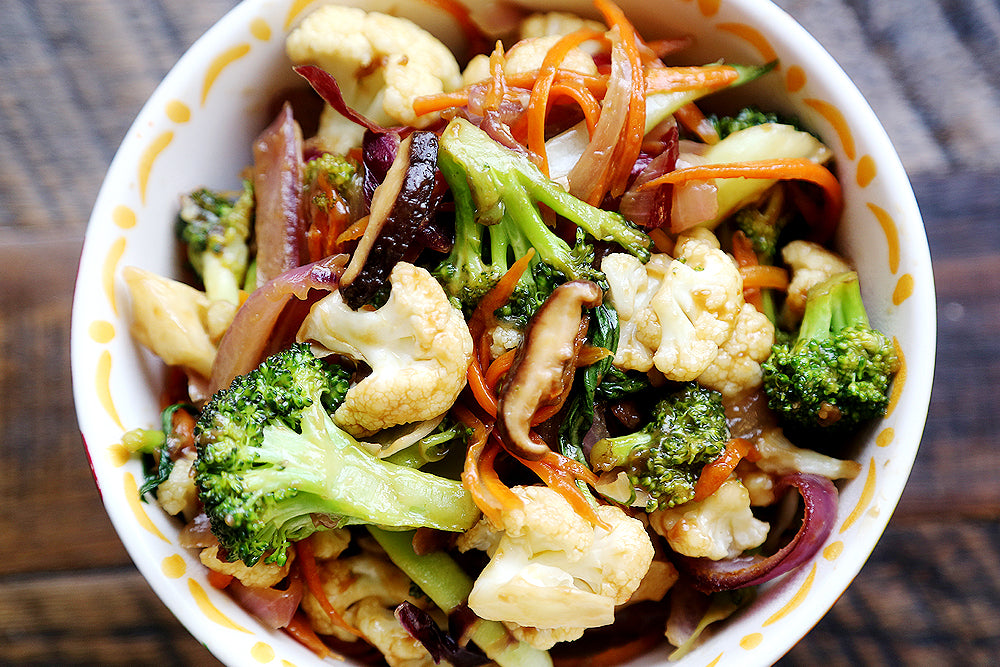 Vegetable Stir Fry with Carrots, Broccoli and Cauliflower